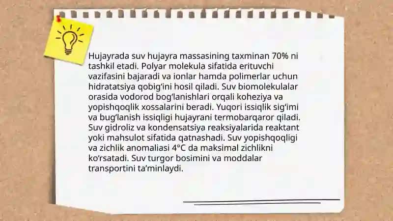 Hujayraning fizik kimyoviy tarkibi. Oqsillar. Uglevodlar. Yogʻlar 4