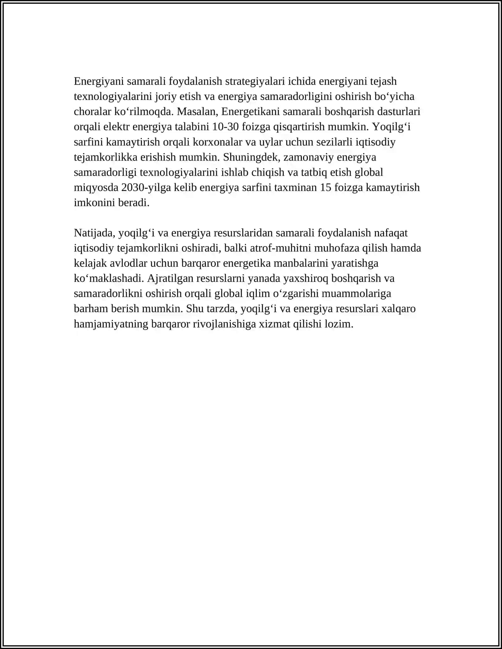 OʻZBEKISTON ELEKTR ENERGETIKA SOHASINING RIVOJLANISH ISTIQBOLLARI 4