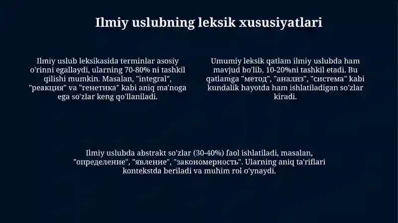 Ilmiy uslub va rasmiy-idoraviy uslublarning leksik-grammatik xususiyatlari 4