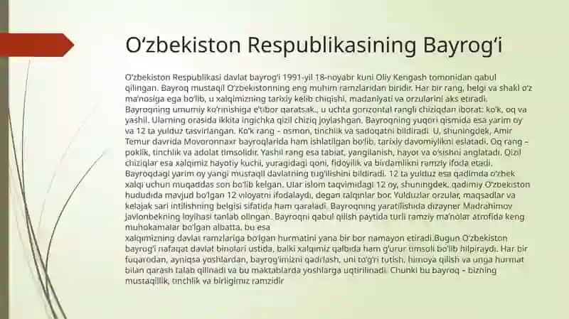 ozbekistonning eng yangi tarixi  ozbekiston davlat ramzlari 4