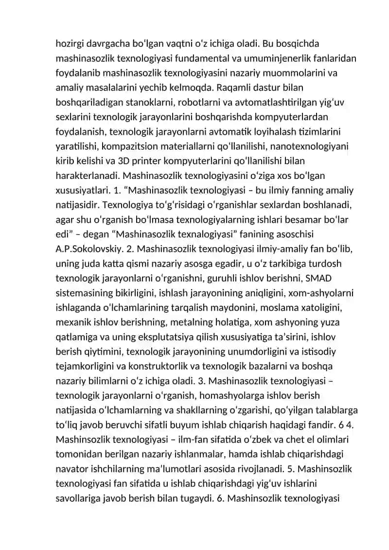 Mashinasozlik texnologiyasi asoslari faniga kirish 4