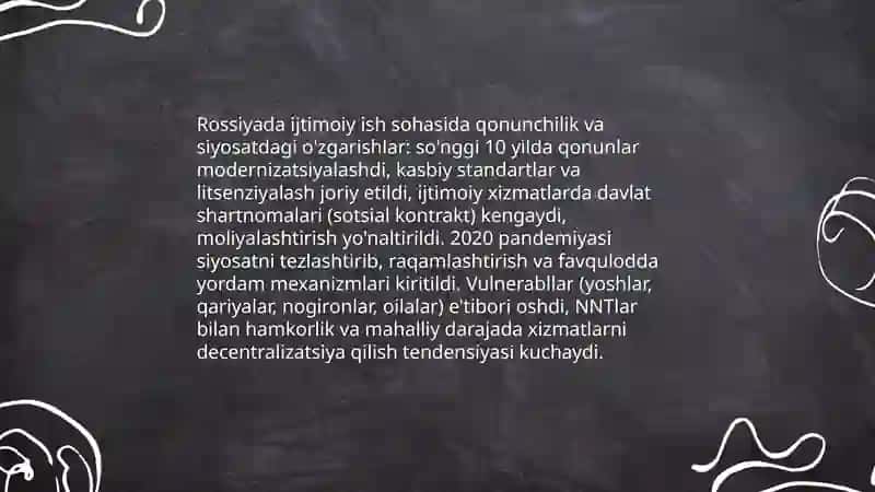 Rossiyada ijtimoiy ishning rivojlanishidagi asosiy tendensiyalar 4