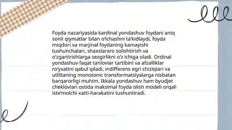 Istemolchining bozordagi hatti harakati va uning tanlov nazariyasi 4