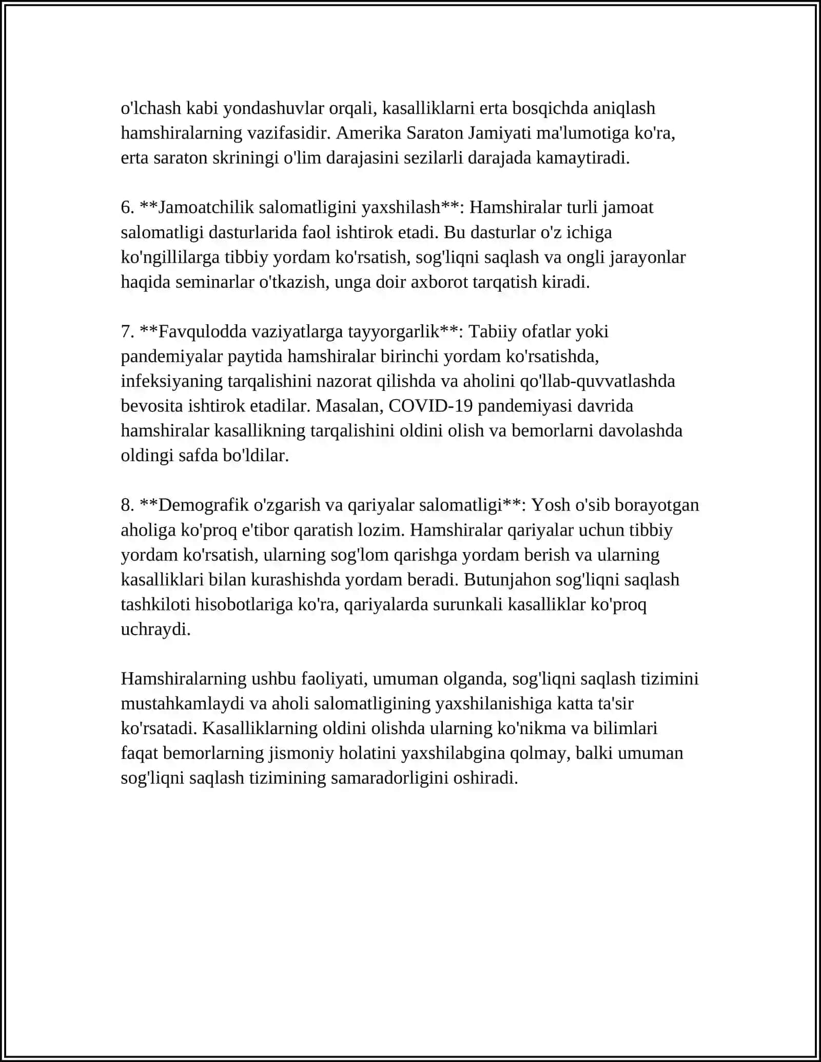 QARIYALAR SALOMATLIGINI HIMOYA QILISHDA HAMSHIRANING O‘RNI 4