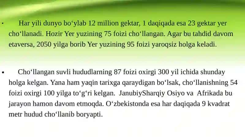 Cho'llanish jarayoni va unga qarshikurash chora - tadbirlari 4