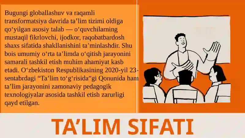 Umumiy o’rta ta’lim maktablarida o’qitish jarayonlarini tashkil etishga doir zamonaviy yondashuvlar 4