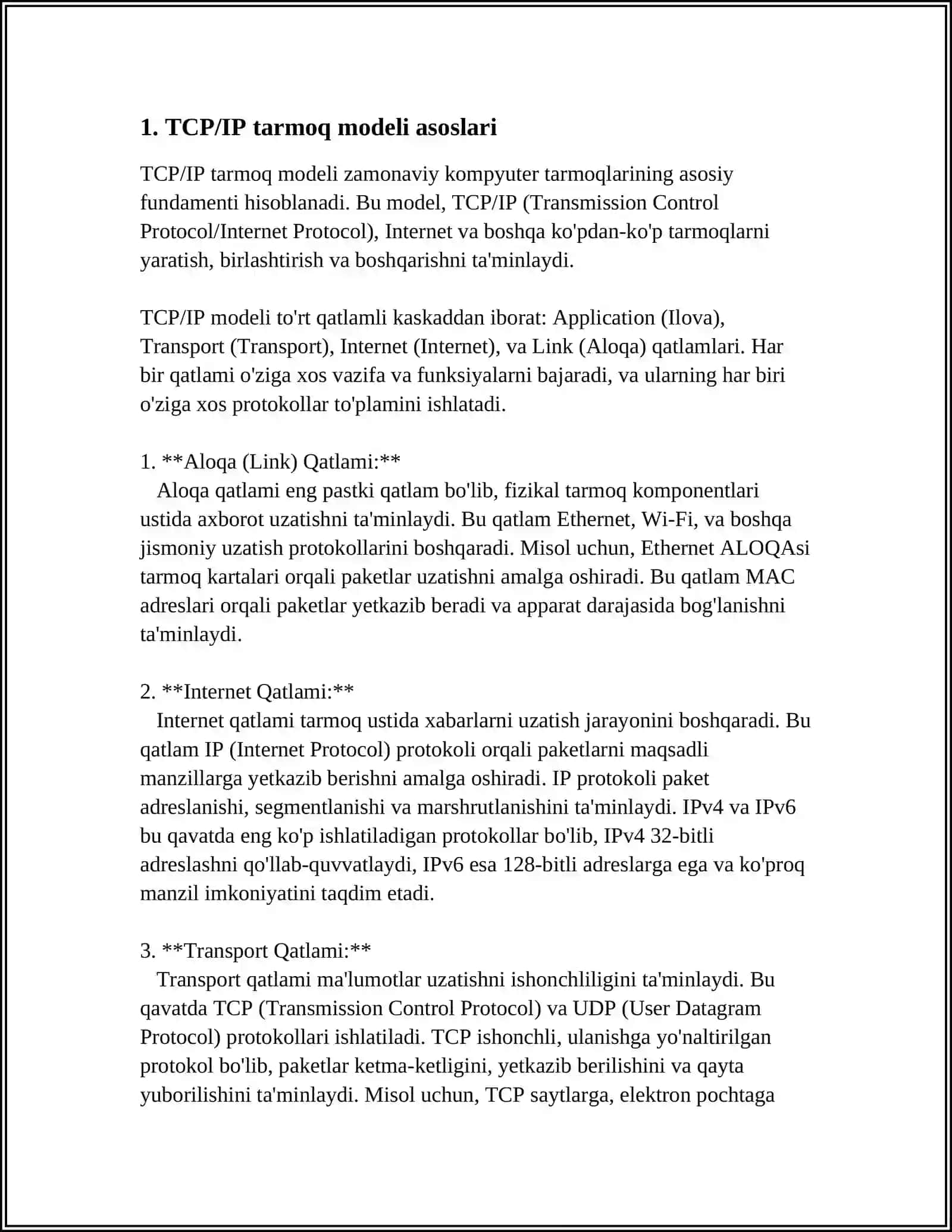 TCP/IP tarmoq modeli asoslari 4