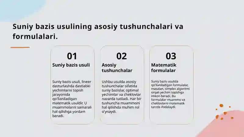 Suniy bazis usuli 4