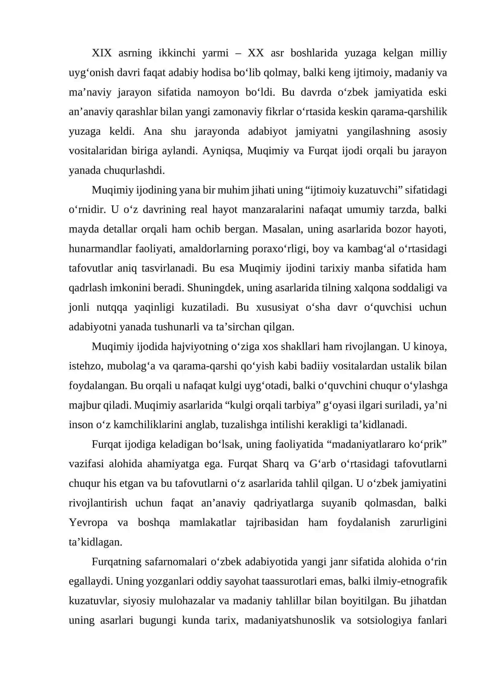 MUQIMIY VA MILLIY UYG‘ONISH DAVRI . FURQAT HAYOTI VA IJODINI O‘RGANISHNING DOLZARB MASALALARI. QO‘QON ADABIY MUHITI 4