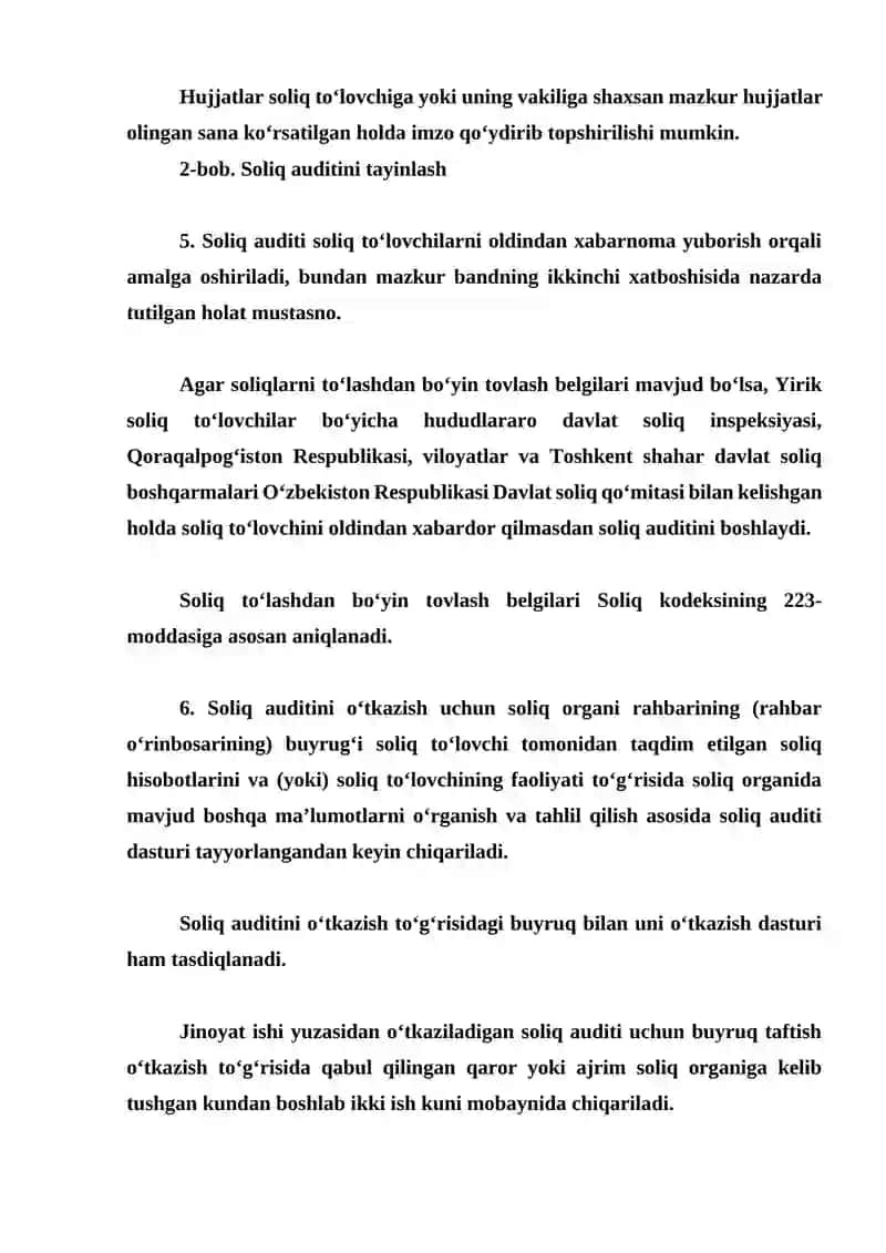 Soliq auditini o‘tkazish tartibi 4