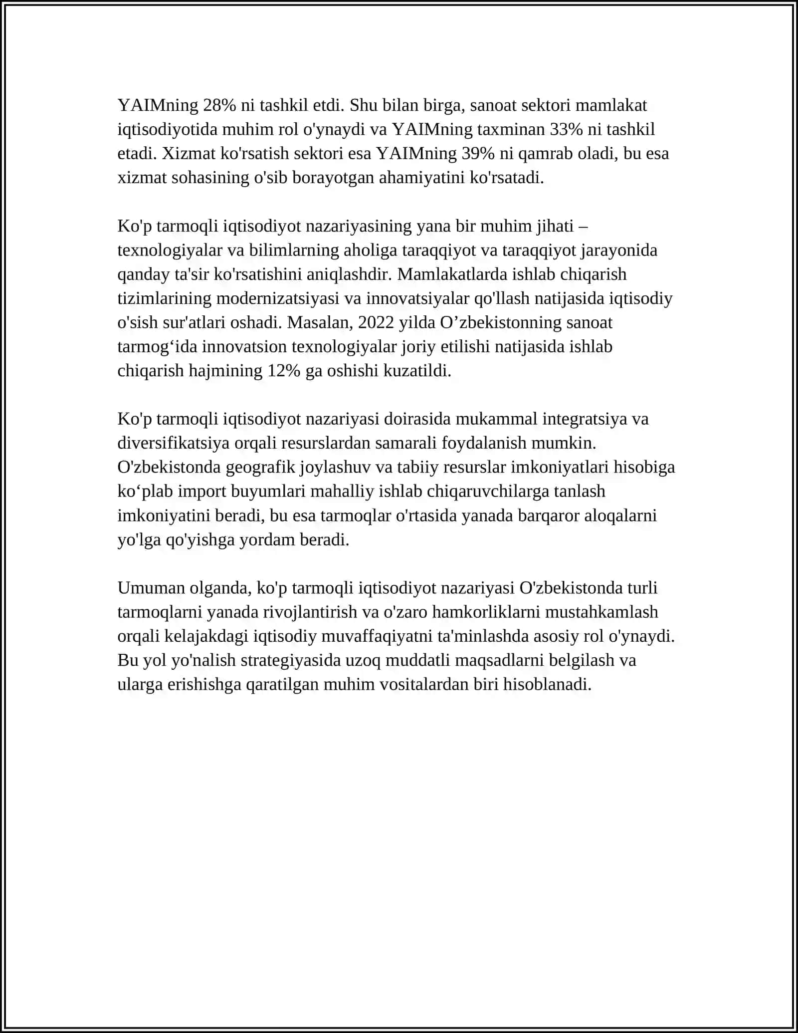 KO'P TARMOQLI IQTISODIYOTNING LEONT'EV MODELI 4