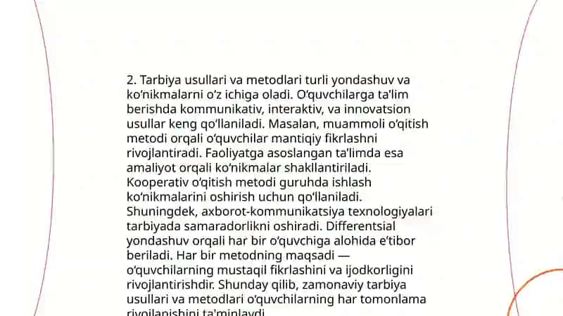 Tarbiya jarayonining o'ziga xos xususiyatlari 4