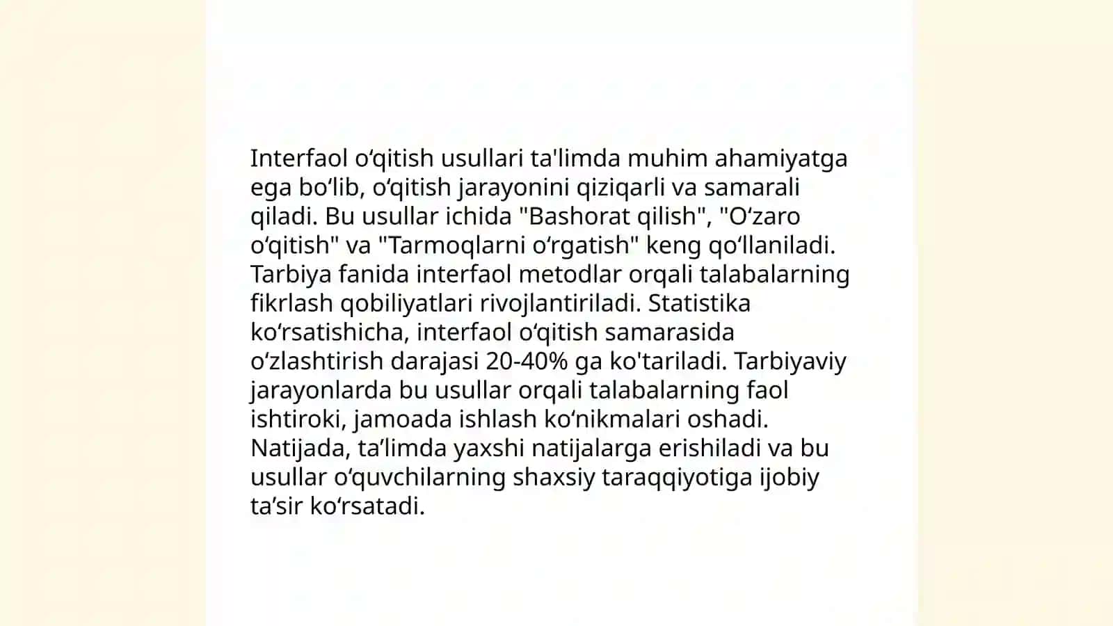 Tarbiya fanlari uchun zamonaviy pedagogik texnologiyalar 4