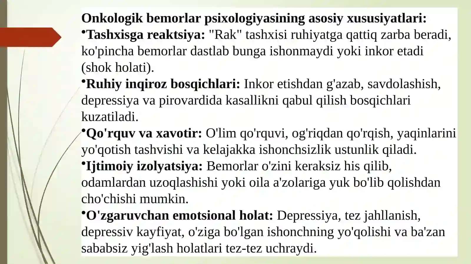 Onkologik bemorlarning psixologik xususiyatlarining oʻziga xosligi 4