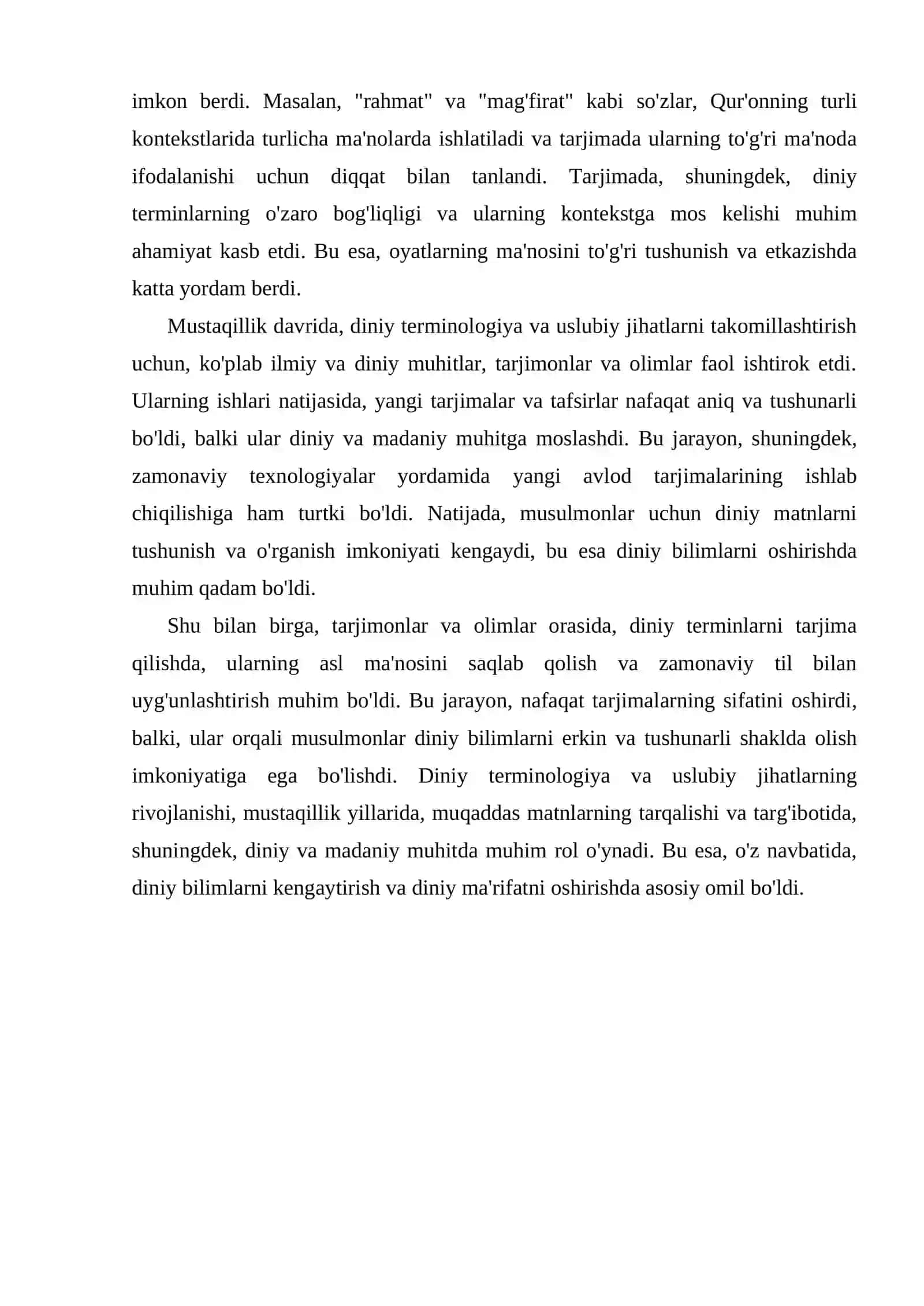 MUSTAQILLIK YILLARIDA QURONNING O`ZBEK TILIGA TARJIMA QILISH VA TAFSIRLARI 4