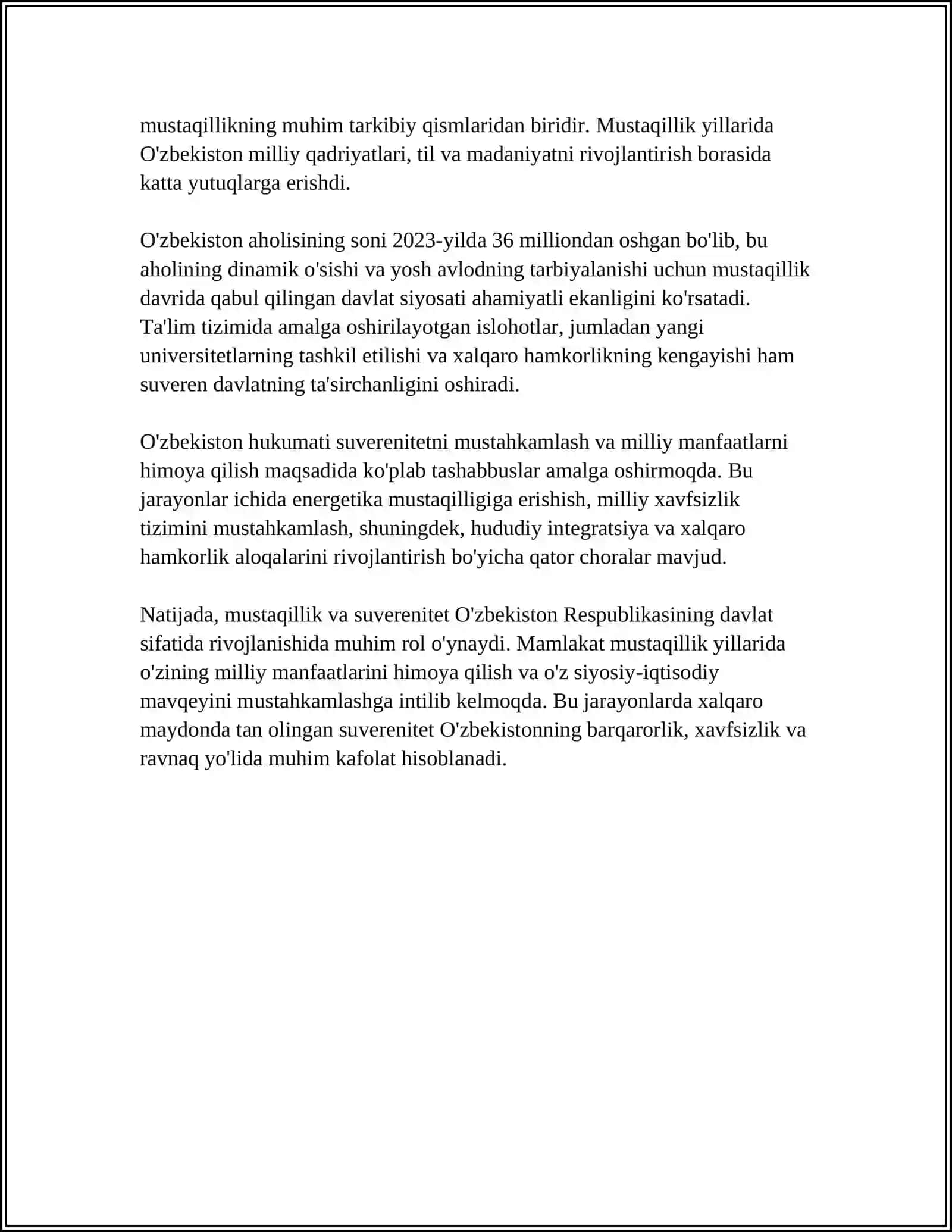 O'ZBEKISTON RESPUBLIKASI KONSTITUTSIYASI -ASOSIY QONUN 2024-2025-o'quv yili 4