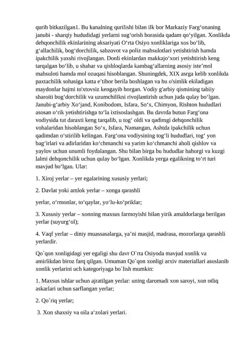 Qo`qon xonligida yer egalik munosabatlari 4
