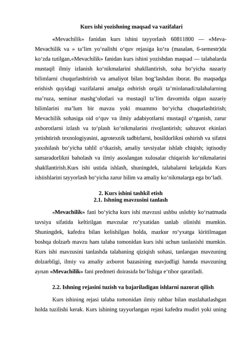 Uslubiy ko‘rsatma “Meva-Mevachilik va ” kafedrasini 4