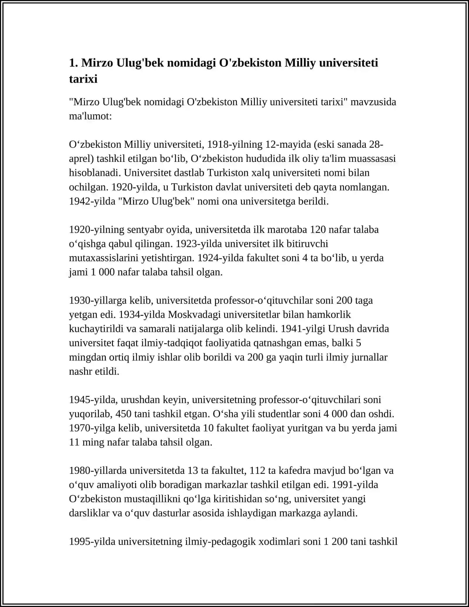 Mirzo Ulug'bek nomidagi O'zbekiston Milliy universiteti tarixi 4