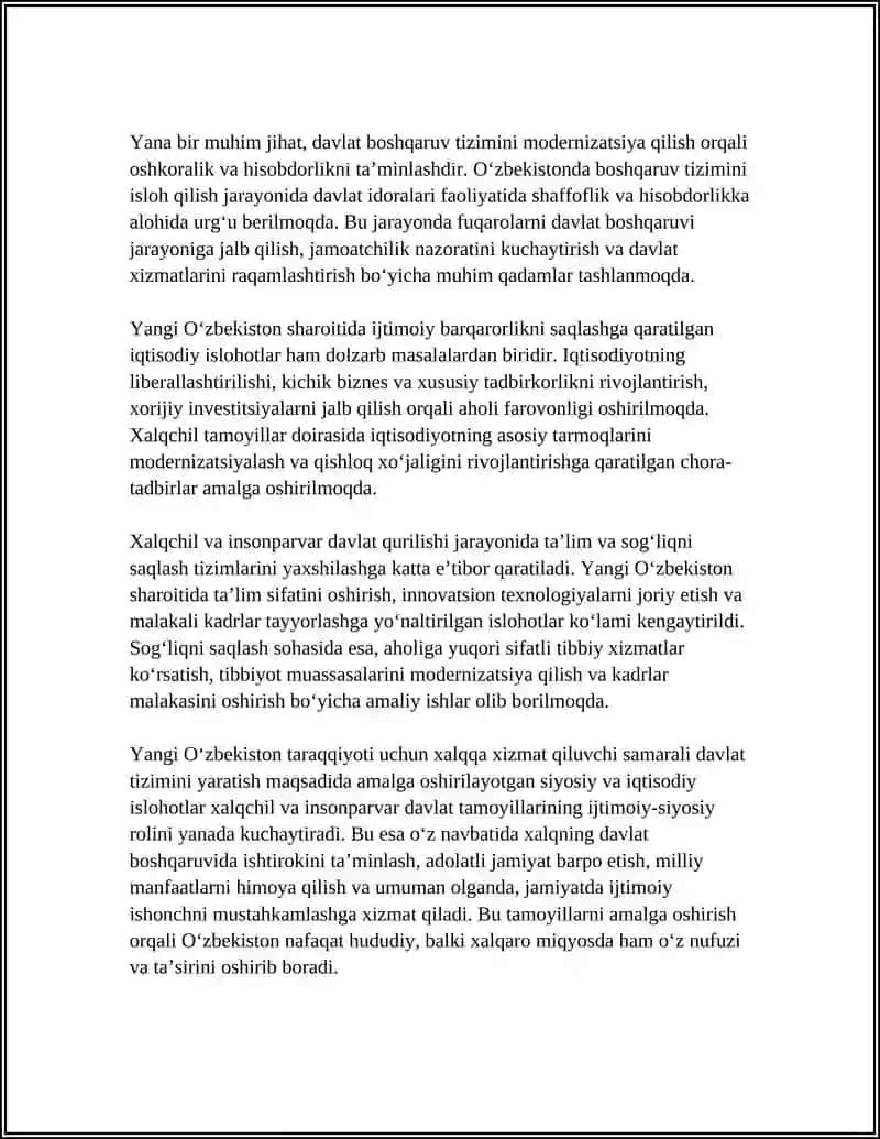 YANGI OZBEKISTONDA XALQCHIL VA INSONPARVAR DAVLAT QURILISHINING IJTIMOIY SIYOSIY AXAMIYATI 4
