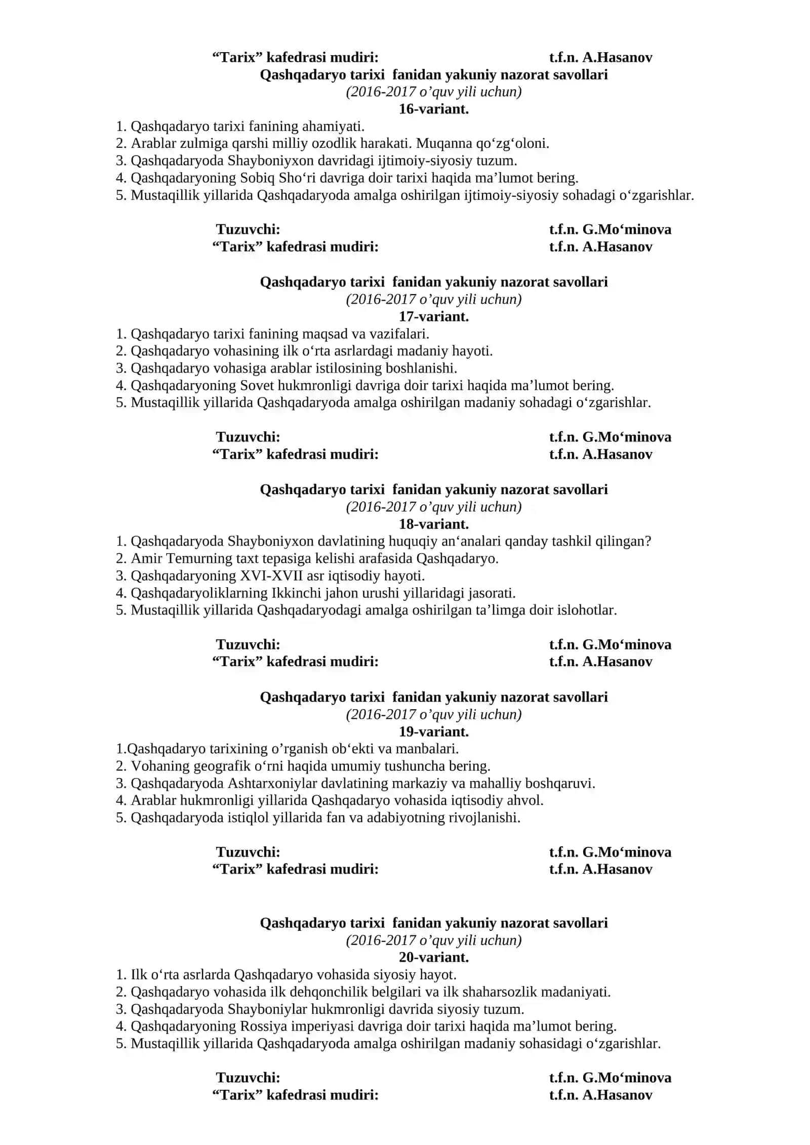 Qashqadaryo tarixi fanidan yakuniy nazorat savollari 4