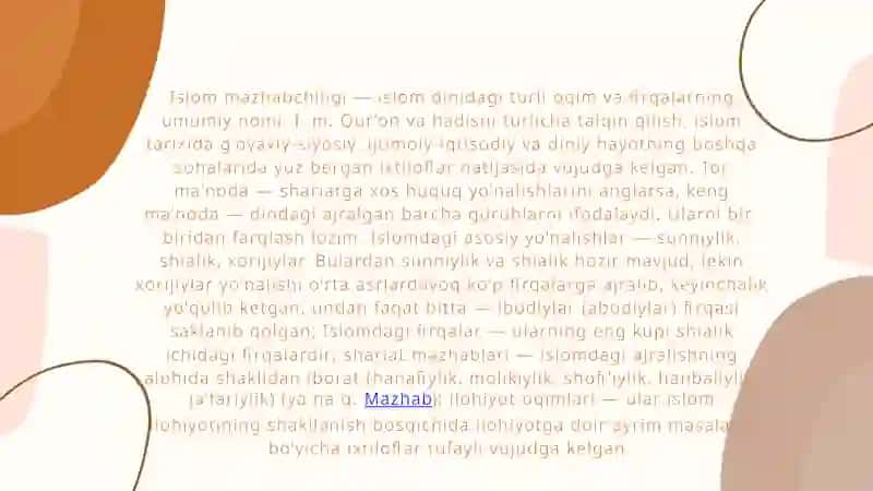ISLOM DININING ASOSIY YO'NALISHLARI 4