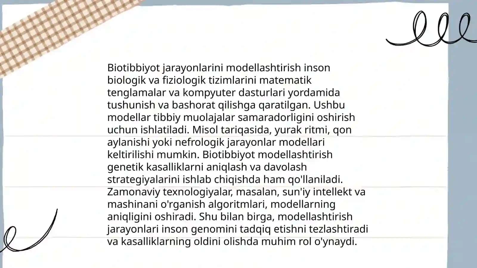 Biotibbiyot jarayonlarini dasturiy asoslari va uning elementlari 4
