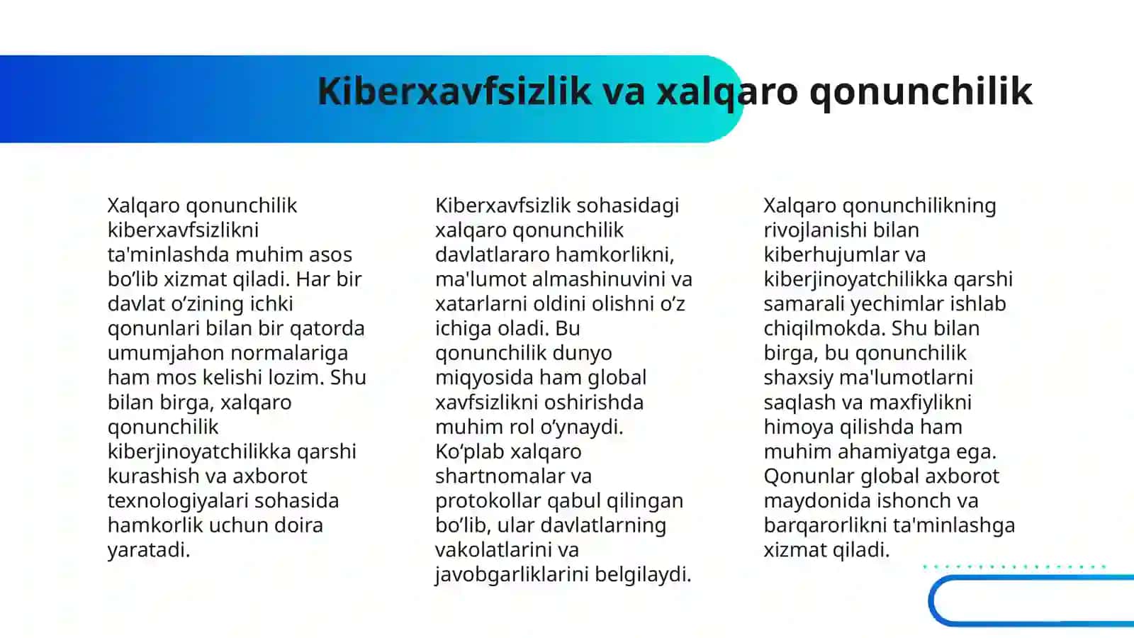 KIBERXAVFSIZLIK YUZASIDAN XALQARO HUJJATLAR VA CHET EL MAMLAKATLARI TAJRIBASI 4