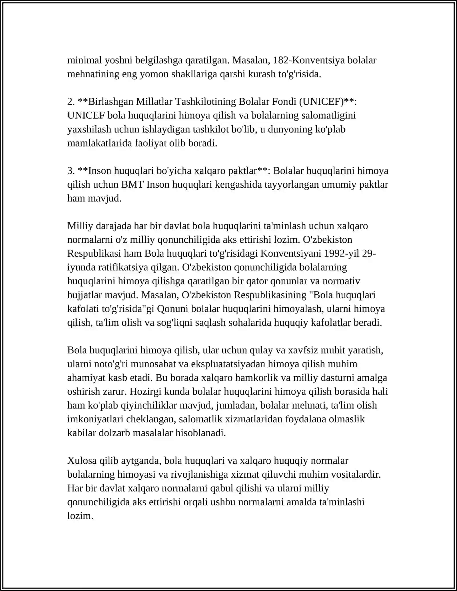 BMTNING "BOLA HUQUQLARI TOʻGʻRISIDAGI KONVENTSIYASI" 4