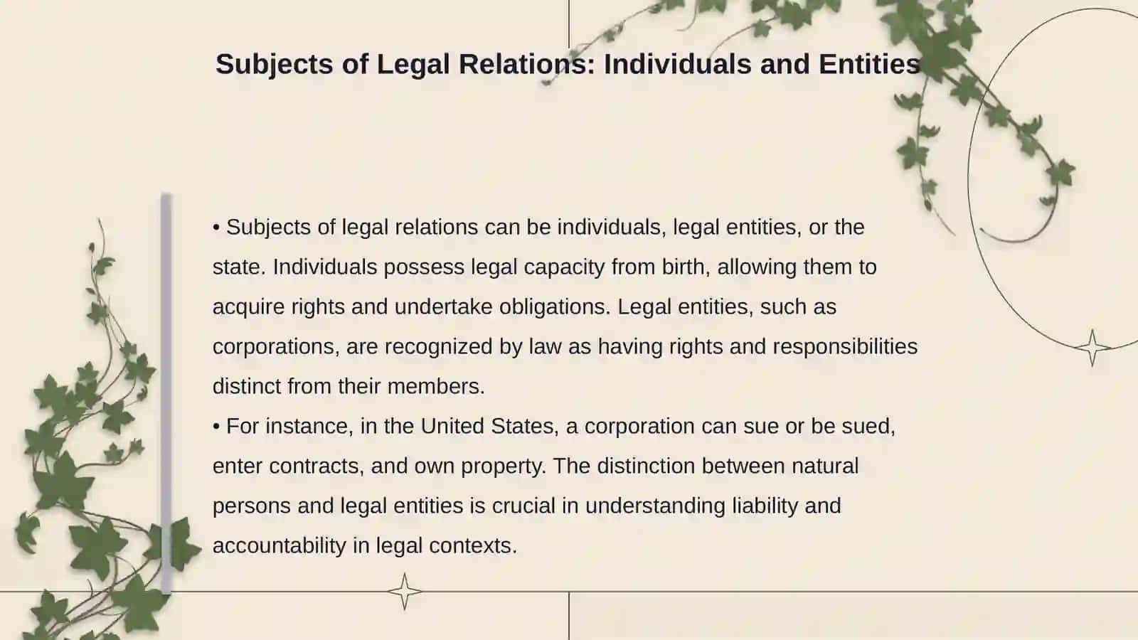 The structural structure of legal relations: subject, object, subjective right and legal obligation 4
