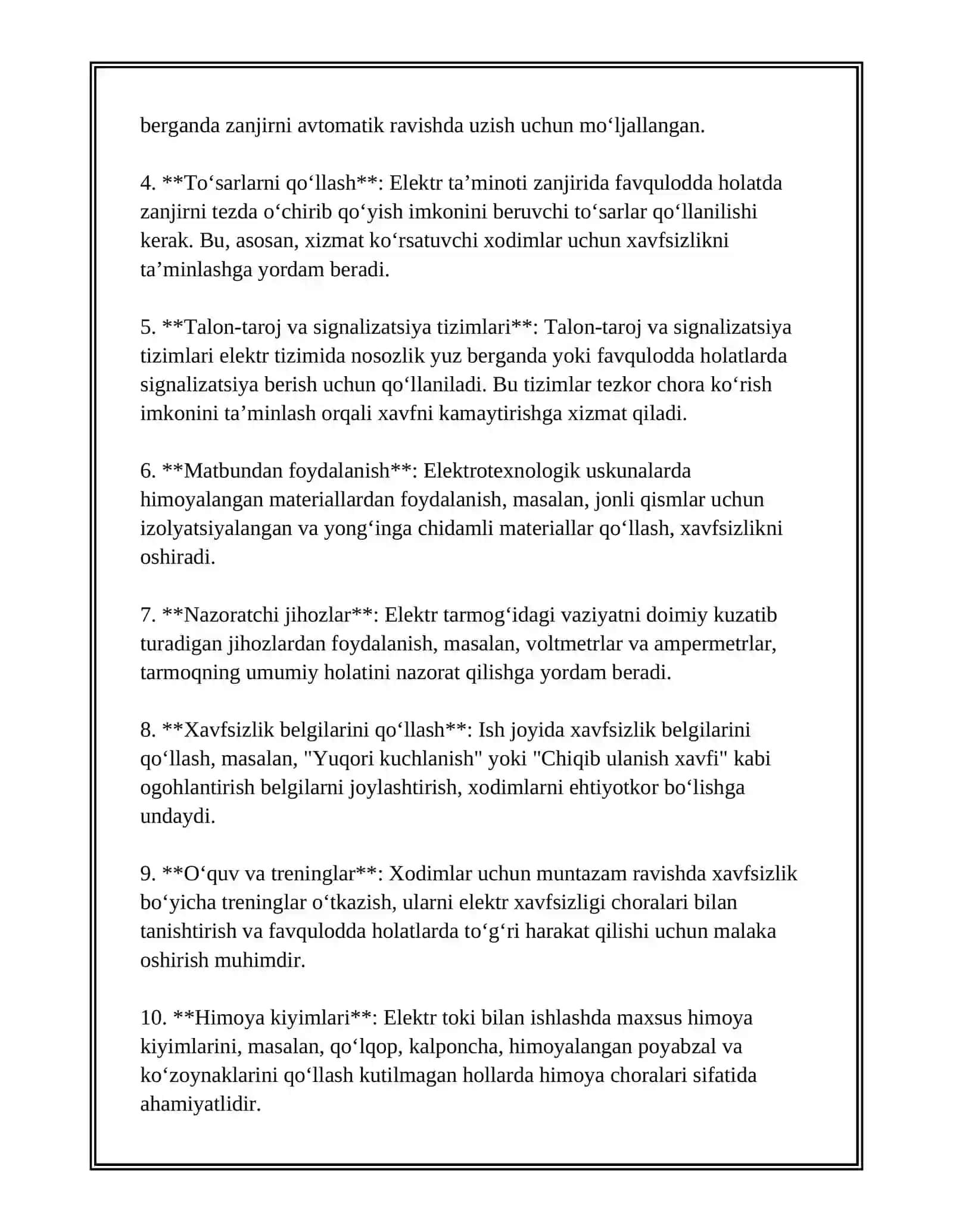 ELEKTROTEXNOLOGIK USKUNALARNI TAʼMIRLASHNING OʻZIGA XOS TOMONLARI 4