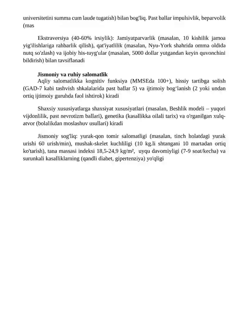 Matevatsiyaning individual hususiyatlari 4