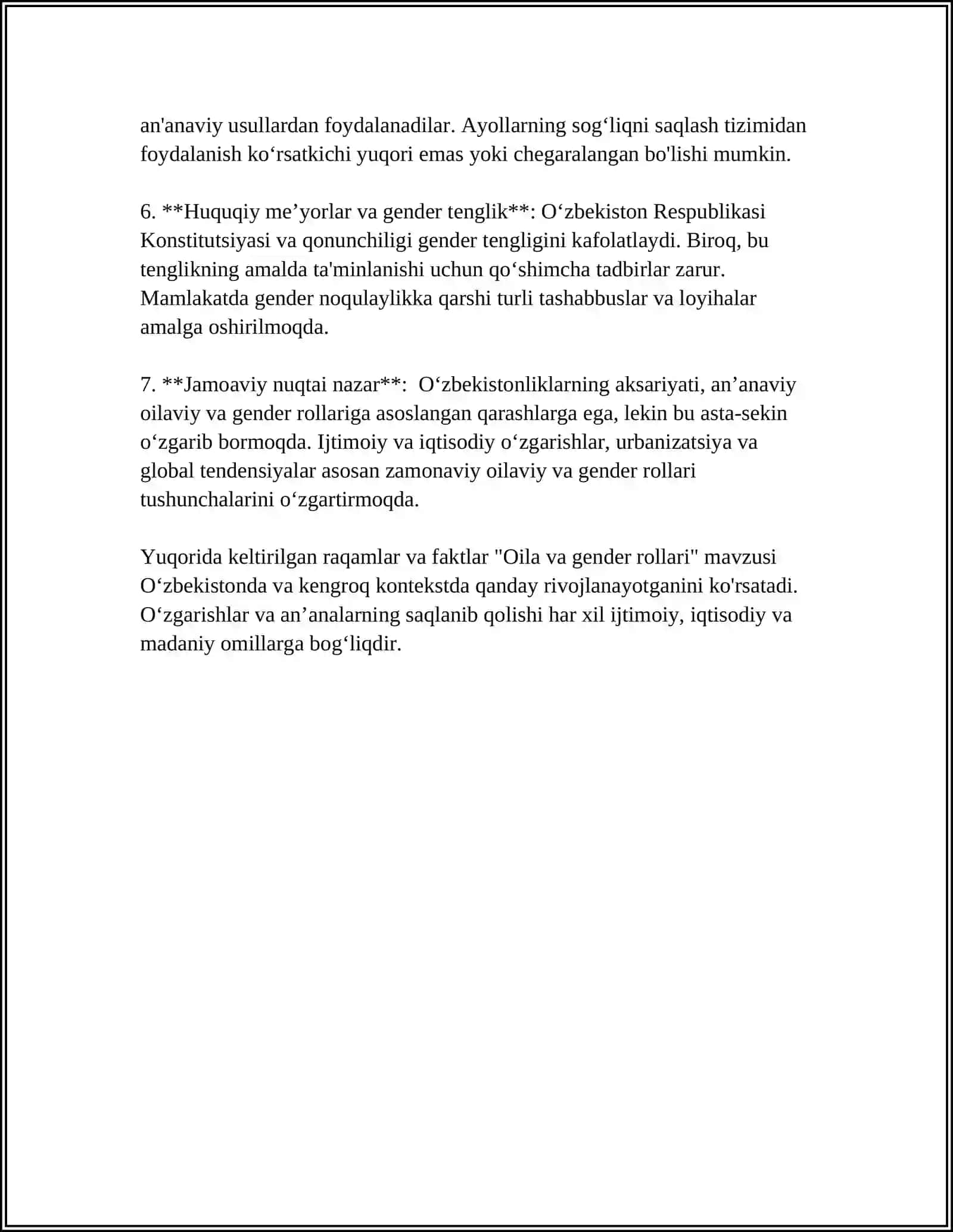 Oila va gender rollari 4
