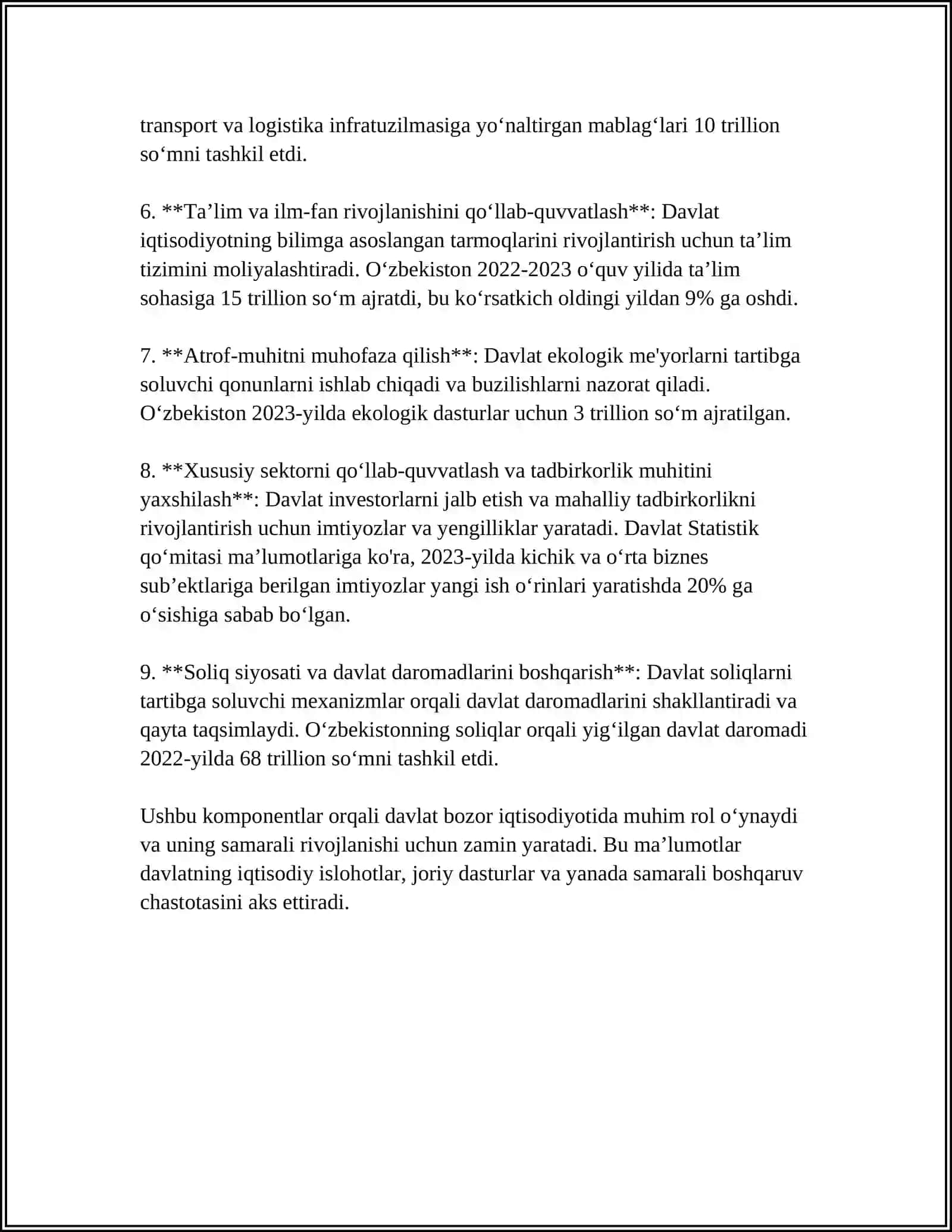 DAVLATNING BOZOR IQTISODIOTIDAGI ROLI VA IQTISODIY SIYOSATI 4