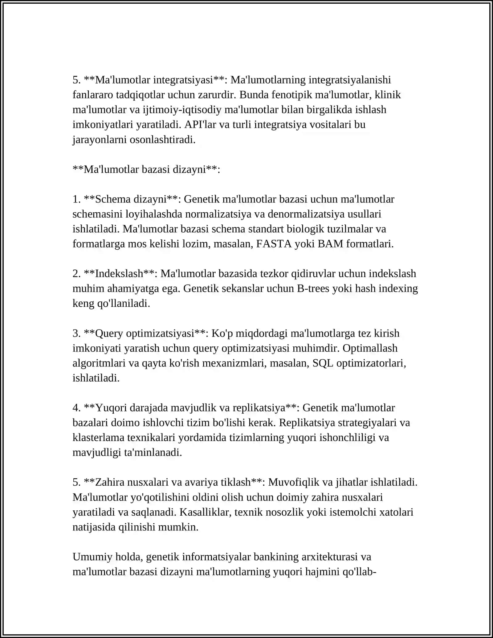 BIOINFORMATIKA VA GENOMIKA FANLARI KELAJAGI,GENETIK INFORMATISIYALAR BANKI 4