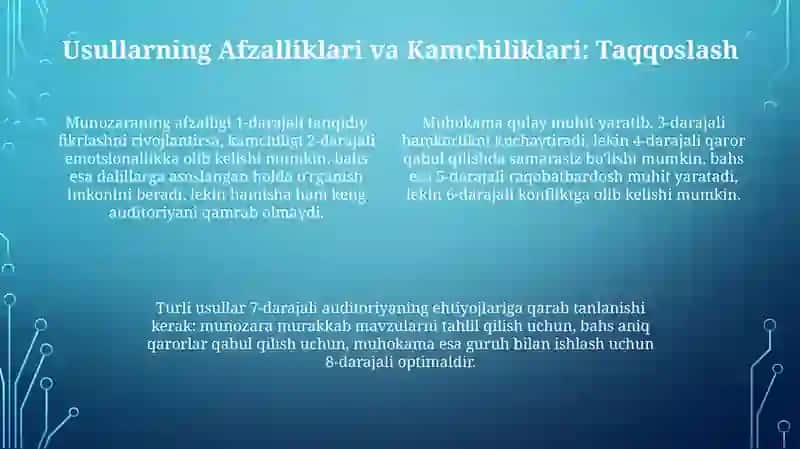 Diskussiya-Baxs munozara (Trening jarayonini olip borish usullari) 4