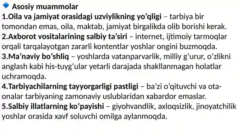 Hozirgi kunda barkamol shaxslarni tarbiyalash muammolari. 4