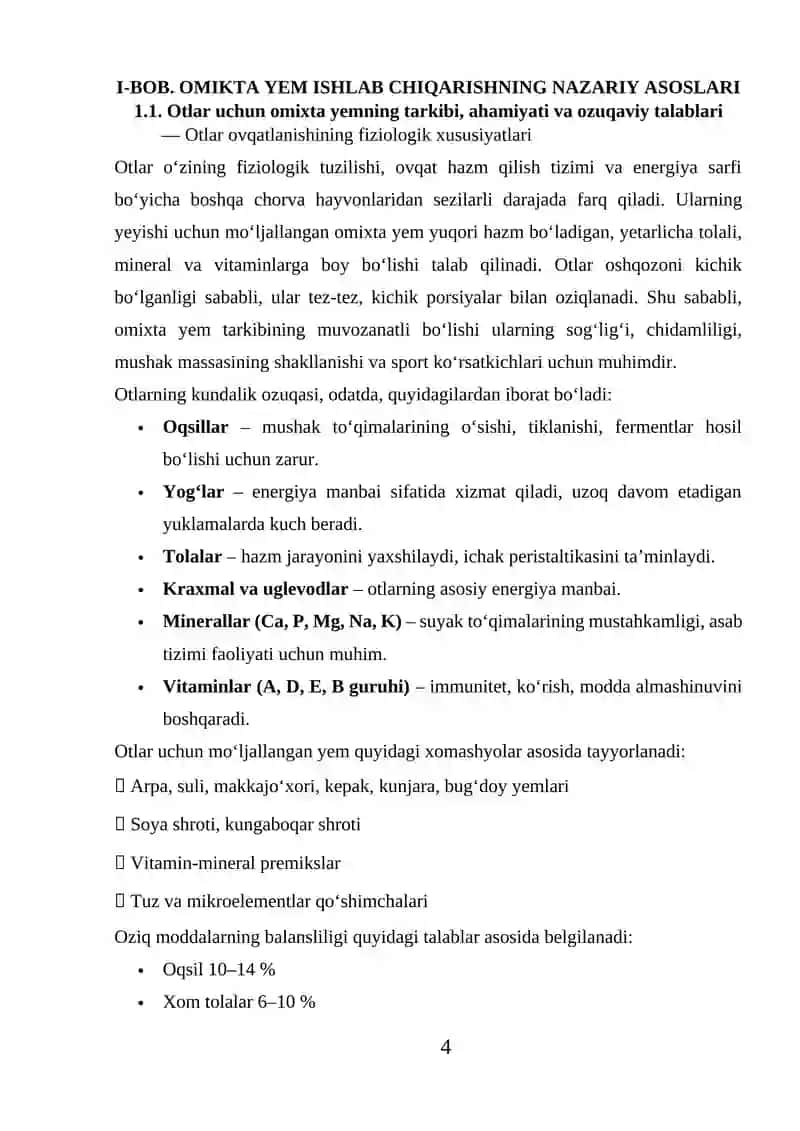 Omixta yem ishlab chiqarish texnologiyasi 4