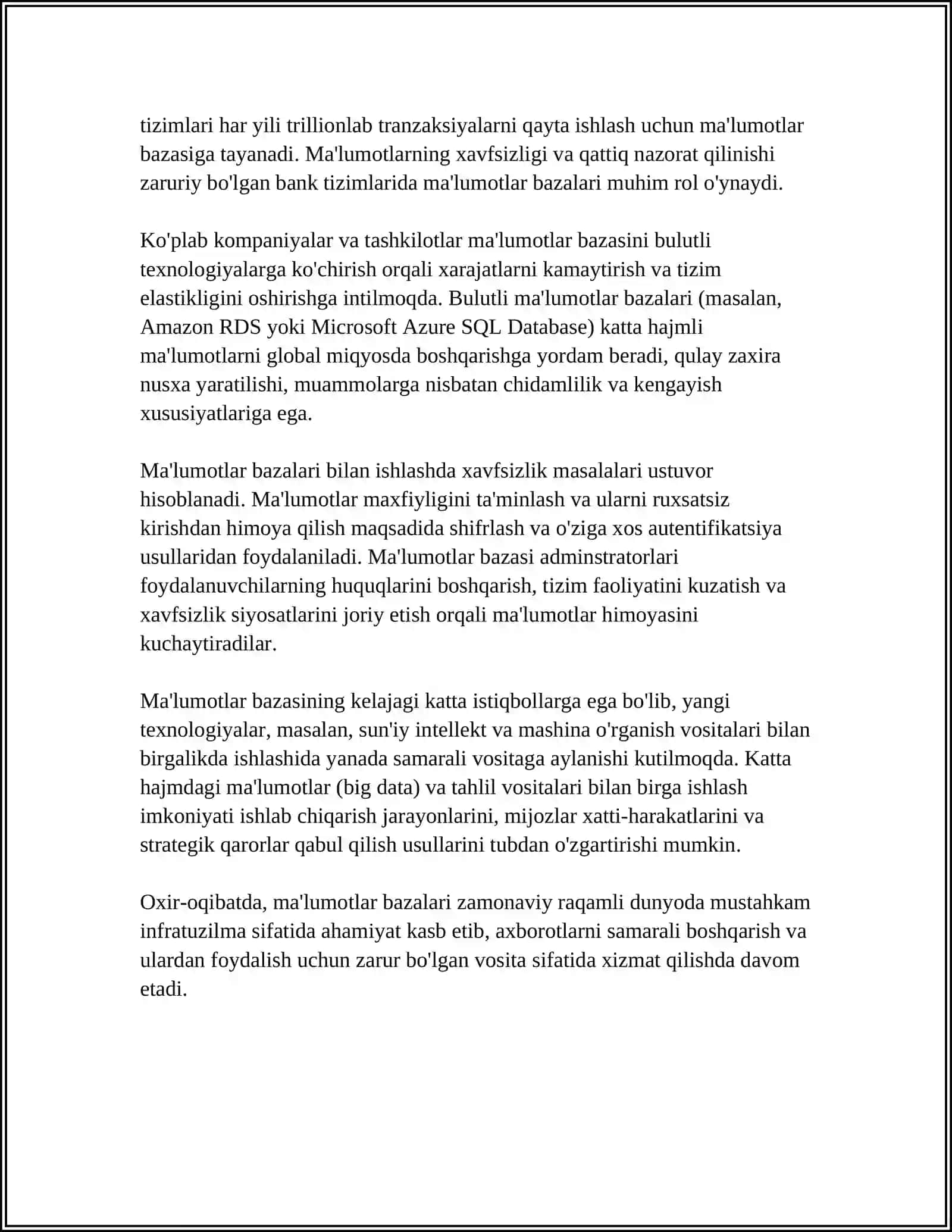 MICROSOFT ACCESS DASTURIDA MA’LUMOTLAR BAZASINI YARATISH VA ULARNI BOSHQARISH 4