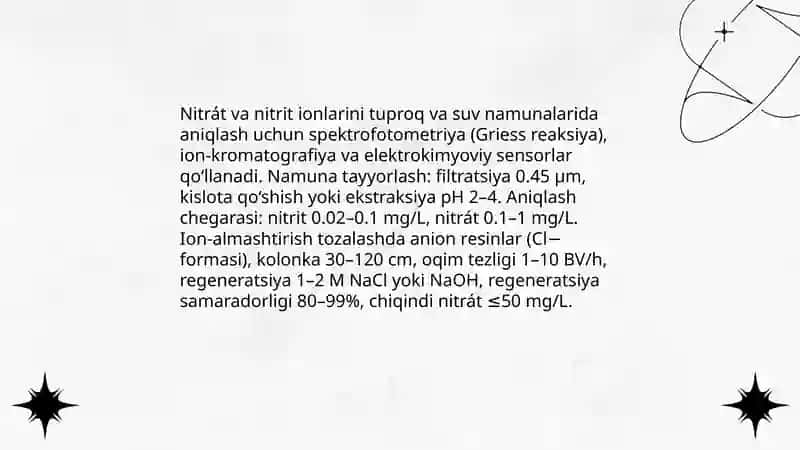 Tuproq va suvning ifloslanishi ion bog'lanishi birikmalarini aniqlab, ulardan tozalash usulini ishlab chiqish 4