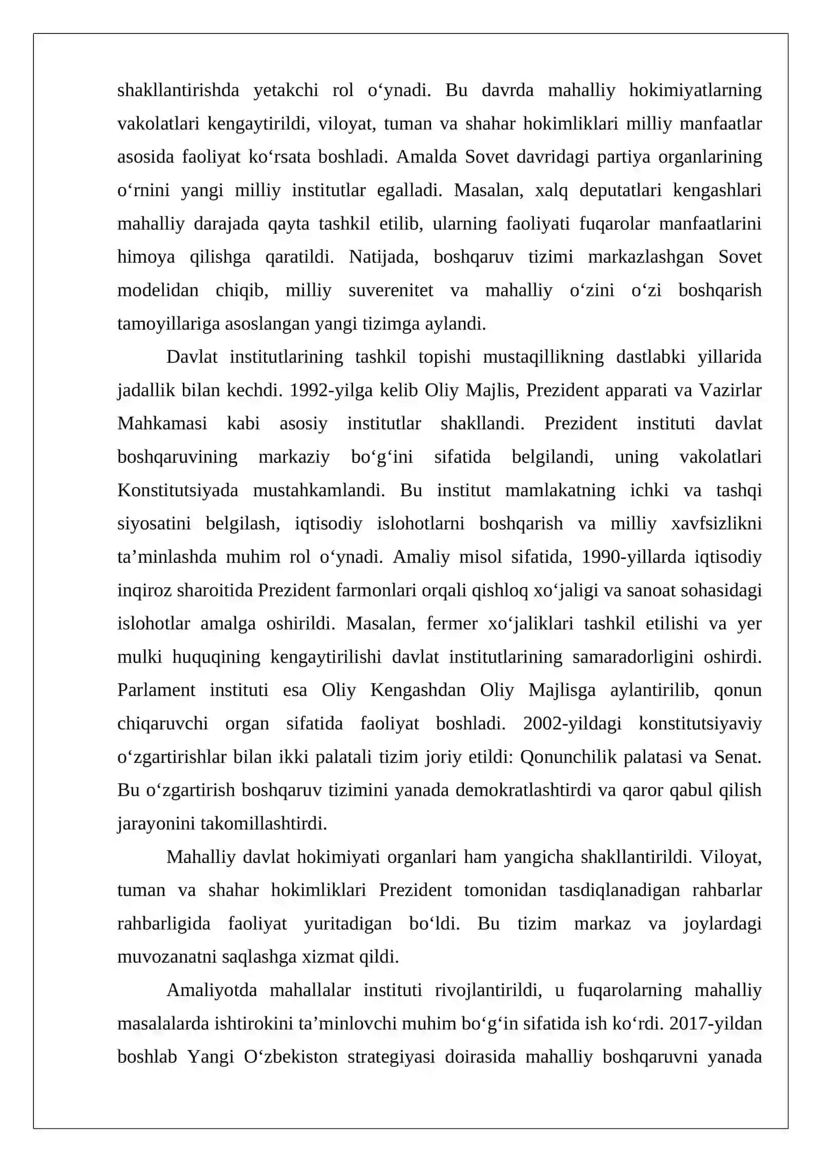 Mustaqillik yillarida davlat boshqaruvi tizimida amalga oshirilgan islohotlar 4