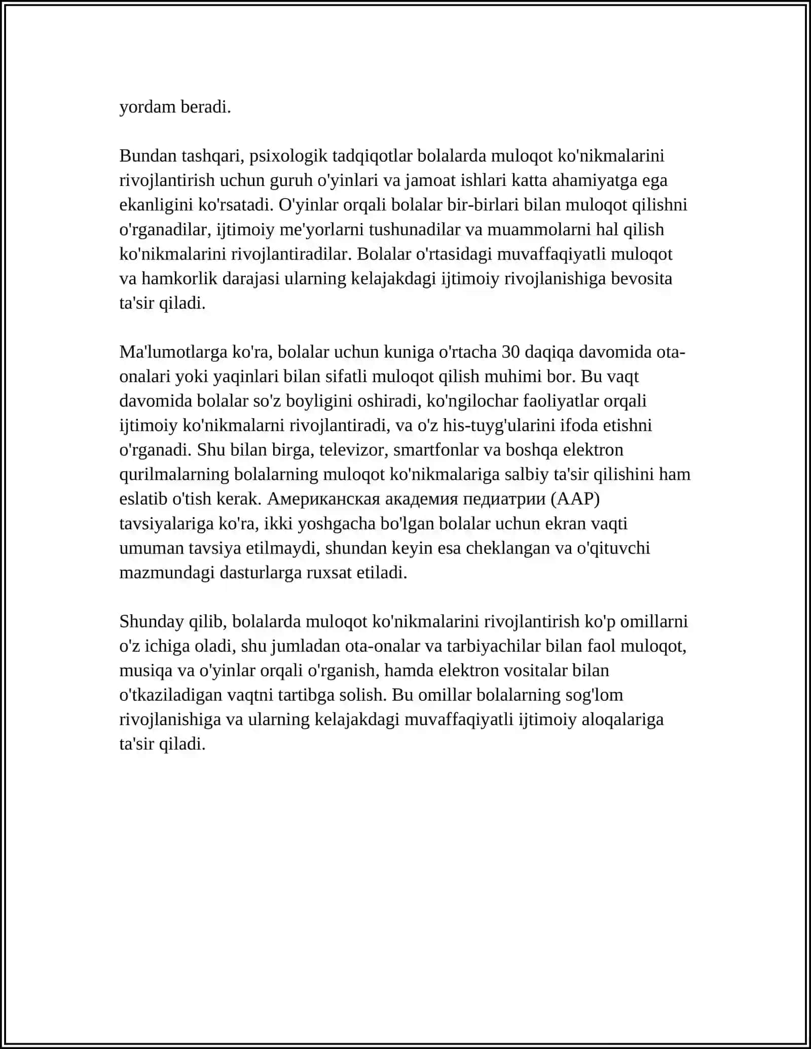BOLALARNING IJTIMOIY KO'NIKMALARINI SHAKLLANTIRISH 4