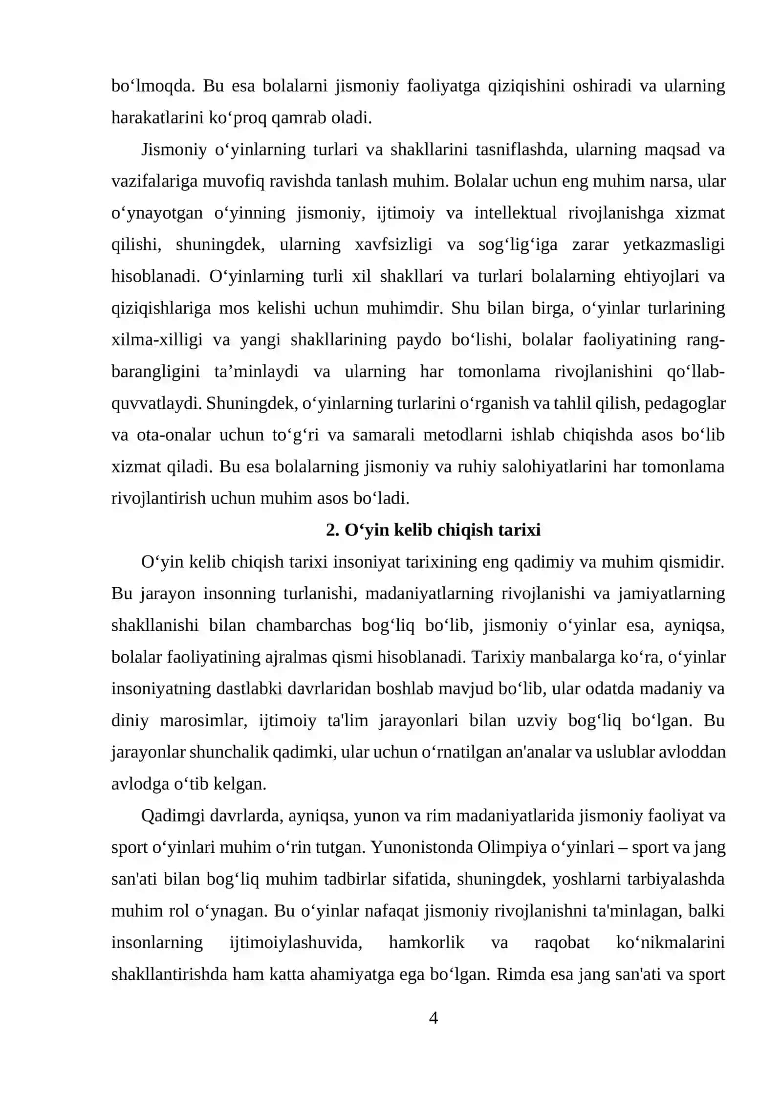 O'YIN BOLA FAOLIYATINING ASOSIY TURI SIFATIDA. O‘YINNING KELIB CHIQISH TARIXI 4
