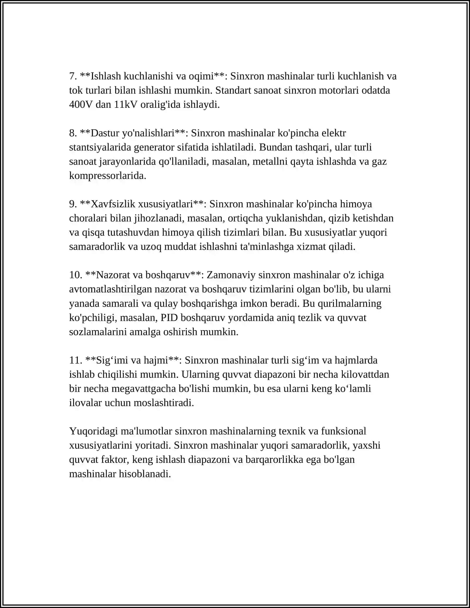SINXRON MASHINALARNI ISTIQBOLLI TURLARI. SINXRON MASHINALARNI ISHLATISHGA OID AMALIY MASHIQLAR 4