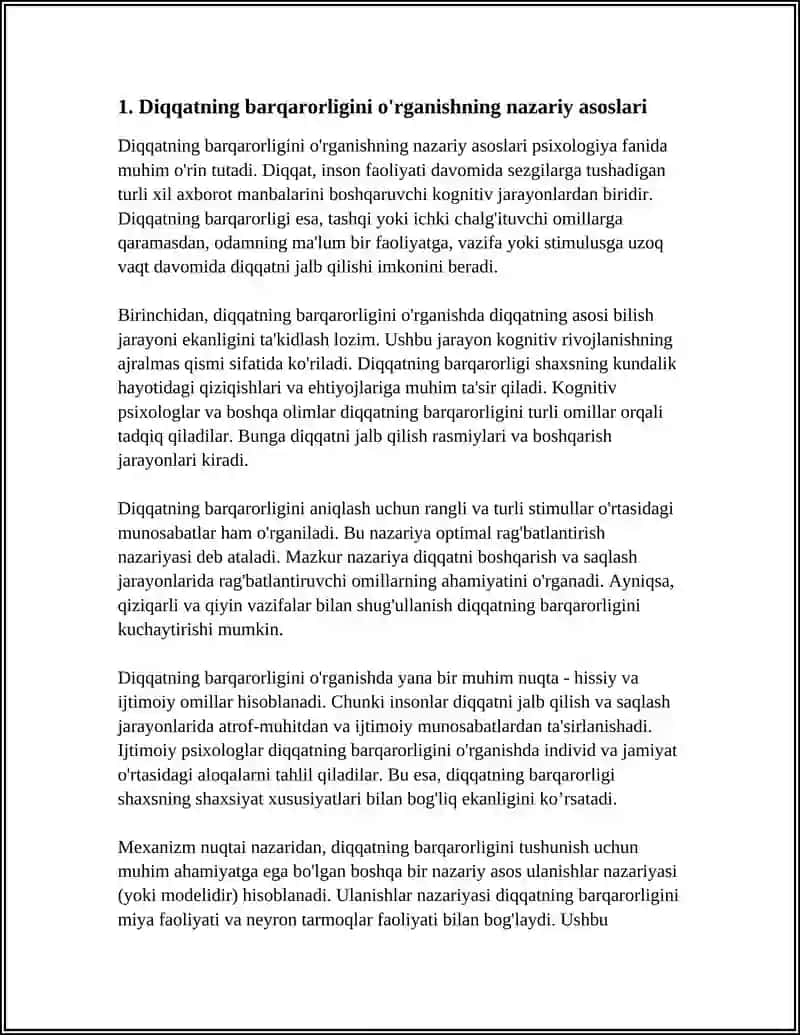 DIQQATNING BARQARORLIGINI O'RGANISH XUSUSIYATLARI 4