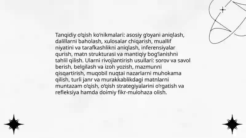 Tanqidiy o‘qish va samarali amalga oshirish omillari 4