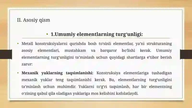 BOSH TO'SINLI UMUMIY VA ALOHIDA ELEMENTLARINING TURG'UNLIGINI BAJARILISH SHARTLARI 4