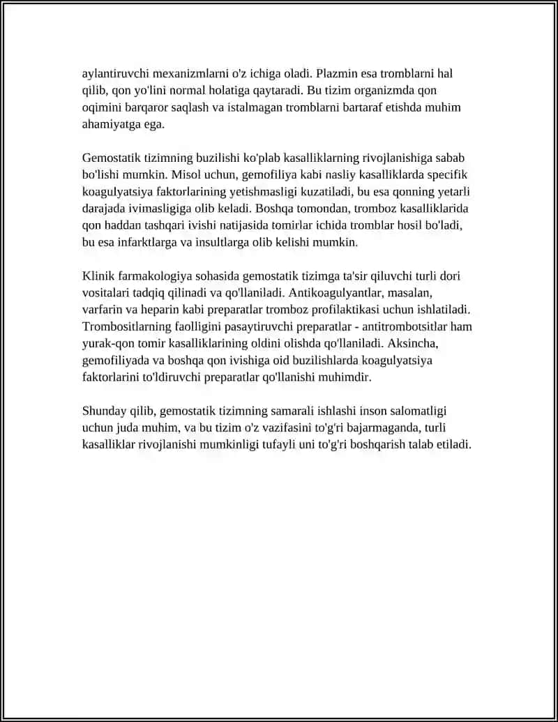 GEMOSTATIK TIZIMIGA TA'SIR ETUVCHI DORI VOSITALARI KLINIK FARMAKALOGIYASI 4