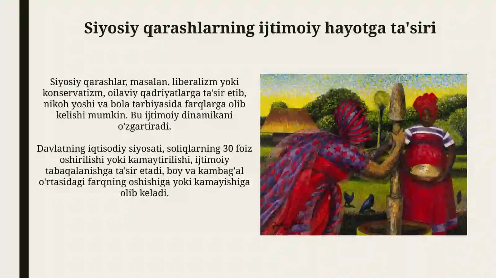 ijtimoiy va madaniy turmush, jamiyat siyosiy va iqtisodiy qarashlar bilan uzviyligi. San’at 4