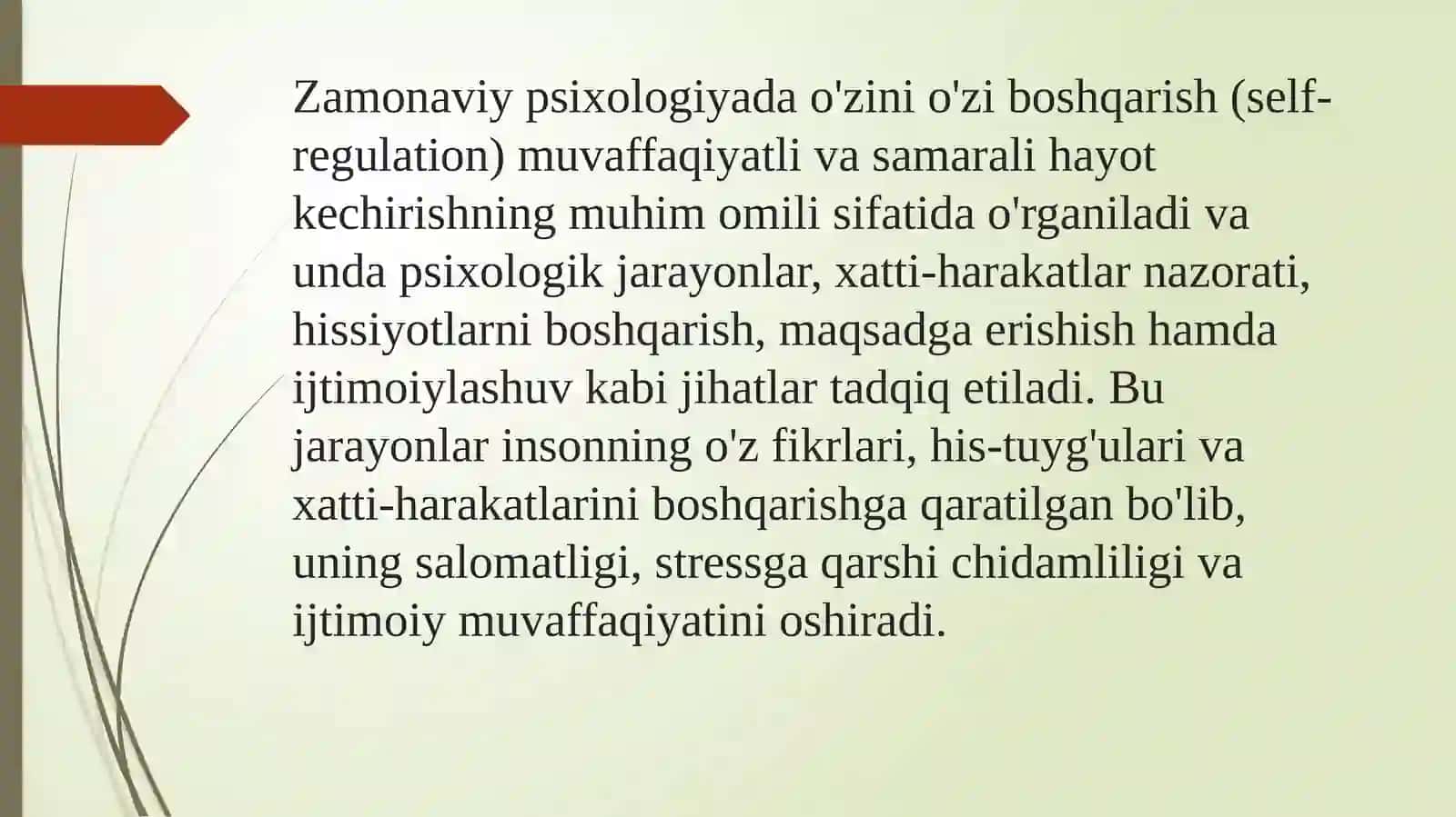 O‘zini o‘zi boshqarishning zamonaviy psixologiyada tadqiq etilishi 4